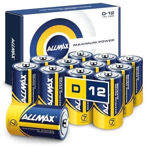 Allmax D (LR20) Maximum Power Alkaline Batteries (12 Count) – 1.5V