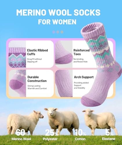 SIMIYA 5 Pairs Warm Socks Women Breathable Merino Wool Sock — view 2