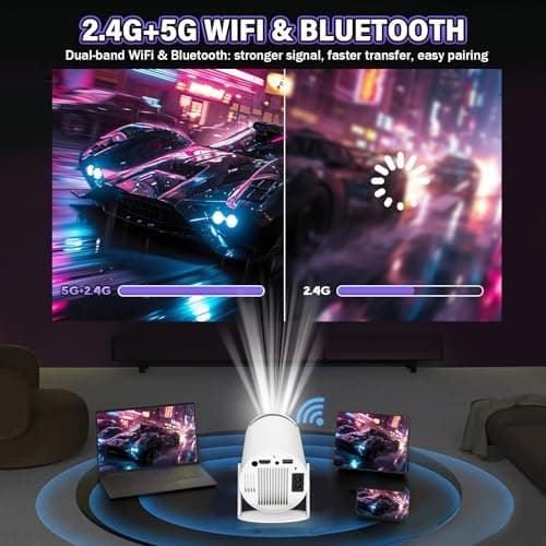 M300 MAX Portable Movie Projector with WIFI and Bluetooth, Wireless Projector with built in 36000+ Game 14 Emulator, 130 Lumen, 1024 * 600P, Android 11 Game Console for Outdoor, Home Theater(Red Box) — view 6