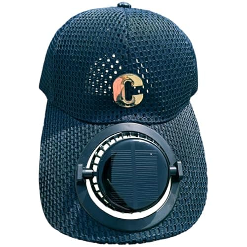 Sun Protection Cap with Solar Fan, Breathable Mesh Brim for Outdoor Couples,Solar-Powered Fan | Breathable mesh | Extended Brim | Sunscreen Shade for Summer Hiking & Travel Navy