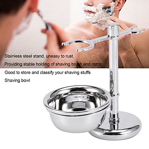 Men's Shaving Set Stainless Steel Shaver Brush & Safety Holder Set with Soap Bowl Luxury Male Shaving Kit Father's Gift for Home Salon Travel Bathroom — view 5
