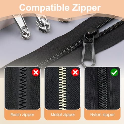 3#5#8#10# Zipper Repair Kit, 8 Pcs Zip Slider Replacement Zipper Head, Black & Silver Zip Repair Set, Zippers Replacement No Tools for Sleeping Bags Tents Coat Luggage Backpacks — view 5