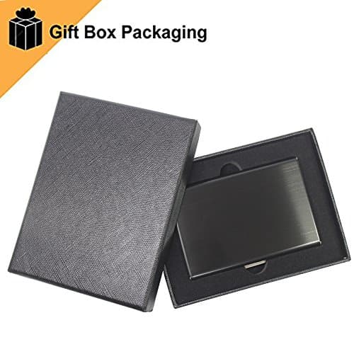 Enyoir Slim RFID Credit Card Protector Wallet, Block Identity Thieves, Stainless Steel Aluminum Metal Holder Case with 6 PVC Slots (Black) — view 2