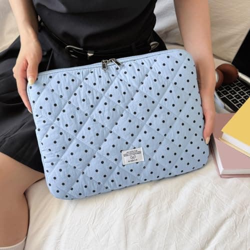 Puffy Laptop Sleeve 13 Inch Cute Polka Dot Laptop Case Soft Quilted Computer Sleeve Protective Cover for MacBook, iPad, Notebook, Chromebook — view 4
