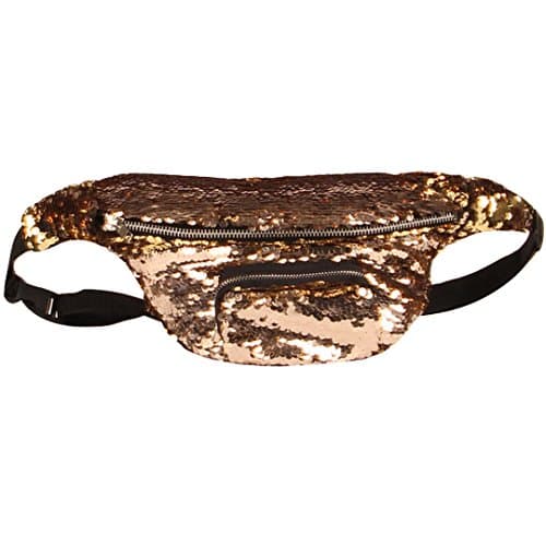 LA HUATE Women's Sparkly Sequin Fanny Packs Glitter Waist Bag Adjustble Buckle Belt Bag Shiny Bum Bag Sling Shoulder Chest Bag