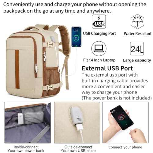 for New Ryanair Cabin Bags 40x30x20 Underseat Small Travel Backpack, Beige — view 3