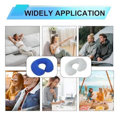 2 Pack Inflatable Neck Pillow for Travel - Portable and Comfortable Travel Pillow for Airplane, Neck Support Pillow for Adults and Kids, Easy to Inflate Travel Pillow for Sleeping on Long Journeys — view 6