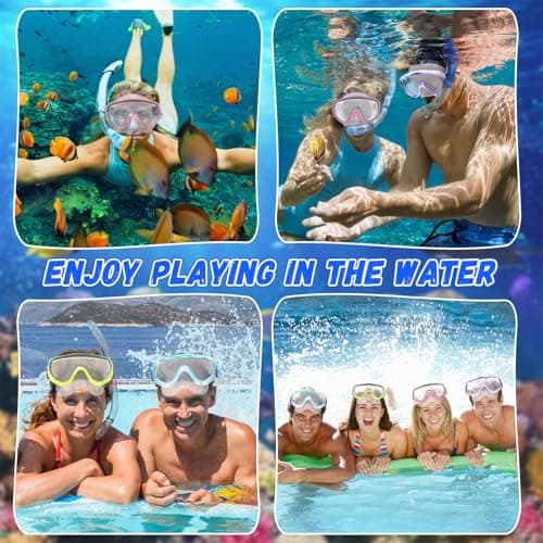 Relaxweex 4 Pairs Adult Swimming Goggles with Nose Guard, Diving Mask with Elastic Fabric Strap, Scuba Diving Mask (Pink, Yellow, Mint Green, Purple) — view 6