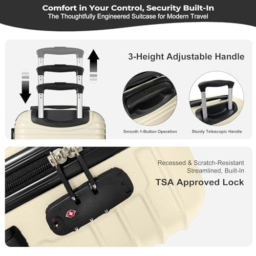 Luggage Depot Family Luggage Set, TSA Lock, Spinner Wheels, Cream Brown — view 5