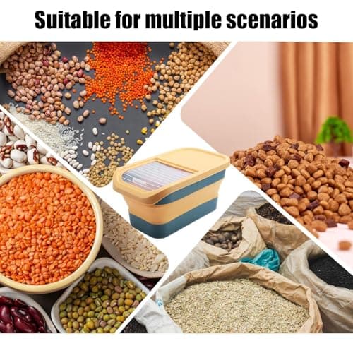 Pet Food Storage Foldable Hinged Lid Wheels Feeding Pet Supply — view 4