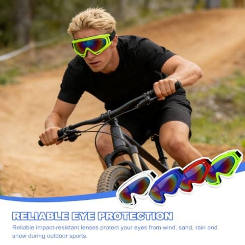 4 Colour Bike Motorcycle Goggles, UV400 Eyewear, Motocross Helmet Glasses — view 4