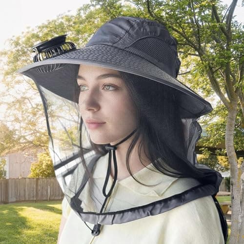 Hat with Fan Sun Protection Rechargeable Dark Gray — view 3