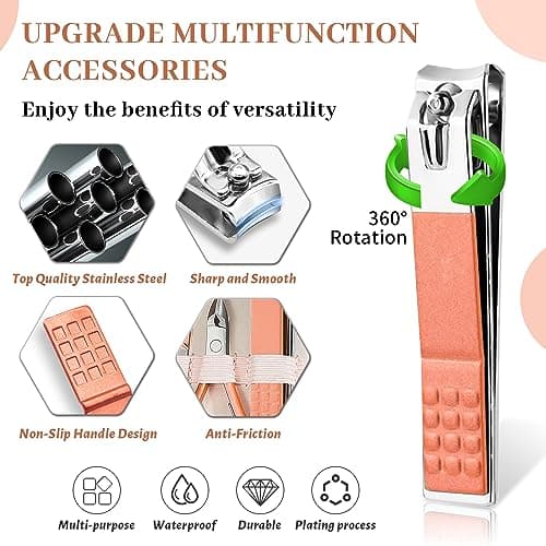 Manicure Pedicure Set 12PCS, Nail Clippers Set for Men Women, Toe Nail Clipper, Manicure & Pedicure Tools & Accessories, Nail Grooming Kit with Rose Gold Leather Case for Travel & Home — view 6