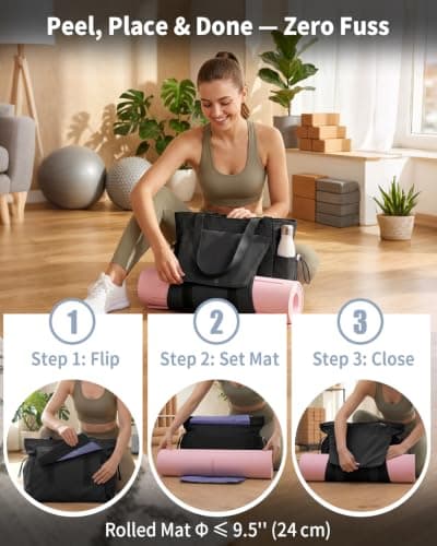 sportsnew Yoga Mat Bag Large Gym Bag with Mat Holder, Lightweight Tote Bag for Women Water-Resistant Yoga Bag for Gym, Walking, Work, Travel — view 2