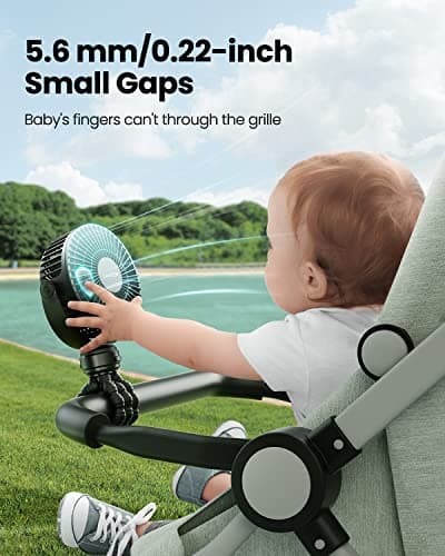 gaiatop Mini Portable Stroller Fan, Small Clip on Fan 3 Speed Rechargeable — view 2