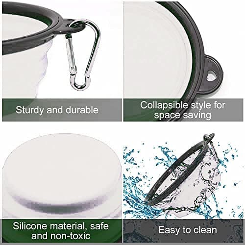 Collapsible Dog Bowl,Collapsible Dog Water Bowls for Cats Dogs, Portable Pet Feeding Watering Dish,Portable Dog Water Food Bowl with Carabiner (Small(350ML), White) — view 3