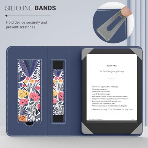 MoKo Universal Case for 6 inch kindle eReaders and Tablets,Blue Leaf Flower — view 3