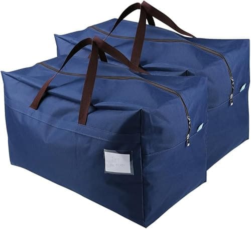 Pack of 2, 100L Sturdy Travel Duffle Storage Bag for Clothing, Wedding Dress, College Dormitory, House Moving, Go-To-School Carry Bags with Zip Closure & Sturdy Handles, Blue