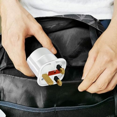 1 Pack European to UK Plug Adaptor, EU to UK Plug Adapter with 13A Fuse, European to uk plug Adapter 2 Pin Plug Adaptor to 3 Pin for Travel, Electronics & Devices (Not for Shavers or Toothbrushes) — view 6