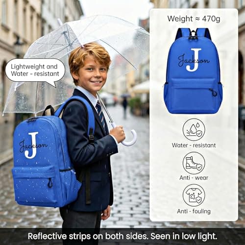 Personalised Kids Backpack, Custom Children's Backpack, Navy Blue, Medium — view 5