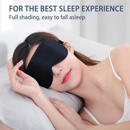 townssilk 2 pcs 100% Silk Sleep mask with Adjustable Strap,Comfortable and Super Soft Eye mask Including 1 pc Balck and 1 pc Silver — view 2