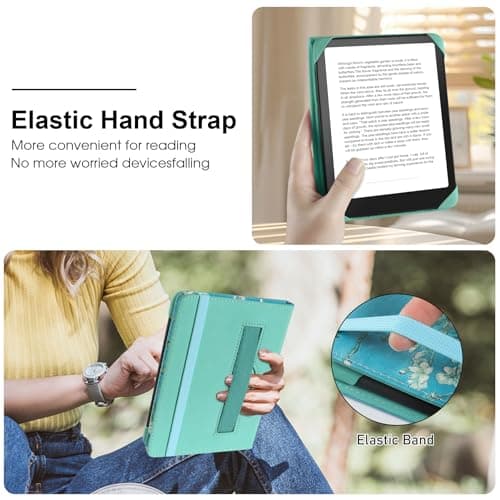 HoYiXi Universal Case for 6 inch Kindle eReader Compatible with Paperwhite(2025/2018)/PocketBook and Tolino/Kobo Clara HD,6" eReader Protective Case Cover Elastic rope,flowers 1 — view 6