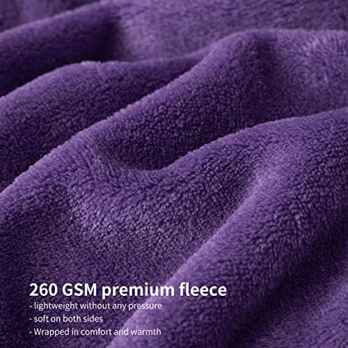 Aisbo Purple Throws Blanket for Sofas - Single Fluffy Blanket Bed Throw Fleece, Warm Soft Flannel Blanket for Couch, 130x150cm — view 4