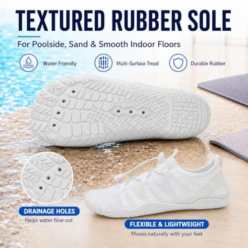 Water Shoes for Men Women Barefoot Aqua Shoes Quick Dry Beach Pool White — view 2