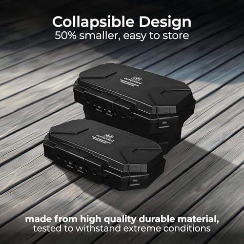 Masterplug Collapsible Electrical Connection Box, Cable Enclosure with 4 Plug Socket 8m Extension Lead, Weatherproof, Outdoor, H154mm x W376mm x D230mm, Black, IP54, WBCBBFG8B — view 2