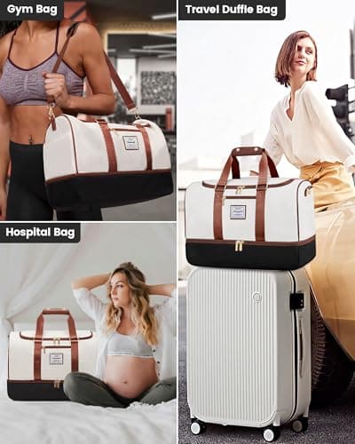LOVEVOOK Travel Bags for Women, Waterproof Weekend Hospital Overnight Holdall with Toiletry Bag, Gym Yoga Bags with Shoe Compartment & Wet Pocket, Carry On Hand Luggage Bag for Travel Sports — view 6