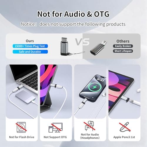 La Brodée Lightning to USB C Adapter 4Pack- Not for Audio/OTG — view 3