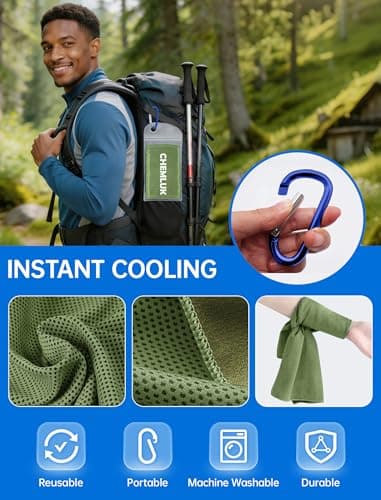CHEMLUK Cooling Towels for Hot Weather: 100x30CM Instant Cool Towel for Neck Face UPF 50 Quick Dry Microfibre Ice Sweat Towel for Gym Sports Running Hiking Workout Travel — view 6