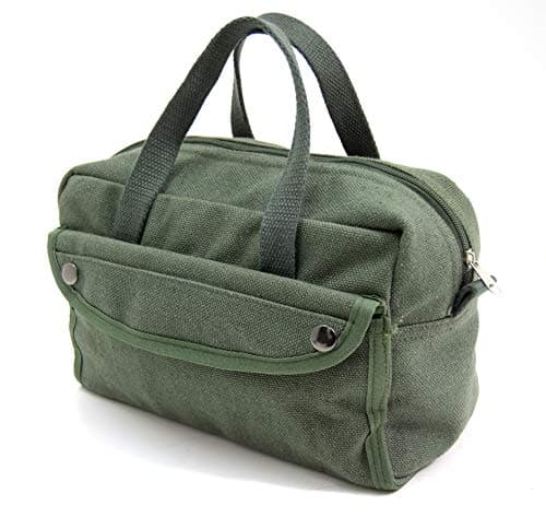 US Army WW2 Style Canvas Tool Bag | Heavy Duty Military Storage Bag | Strong Small Utility Pouch for Tools, Equipment, Travel & Outdoor Use (Green)