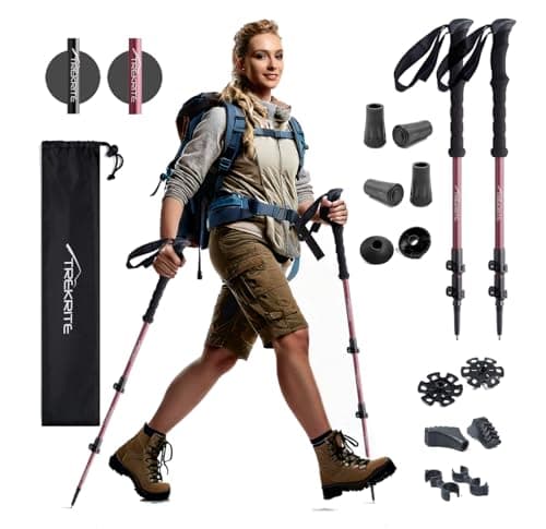 Trekrite Telescopic Walking Poles, 2 Pack Lightweight Hiking Poles with Accessories, Adjustable Trekking Sticks for Men & Women - Made with Aircraft Grade Aluminium from a UK Based Company