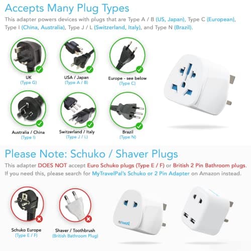 MyTravelPal World to UK Travel Adapter (2 Pack) | UK Safety Standards — view 2