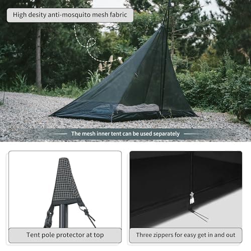 Naturehike Fire Tent 2-6 Person Thermal Warm Pyramid Indian 4-season Tent with Stove Windproof and Waterproof suitable for Winter Camping Tents for Winter Travel and Heating — view 4