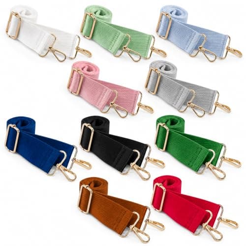 Pumtus 10 Packs Wide Purse Strap Replacement, Adjustable Shoulder Crossbody Straps, 1.5 Inches Handbags Shoulder Strap, Purse Extender Guitar Straps for Tote Canvas Laptop Bag (10 Colors), 10 Colors