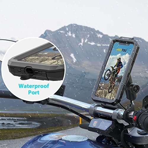iMESTOU Waterproof Motorcycle Ball Phone Mount for 5.5"-6.8" Phones (L) — view 5