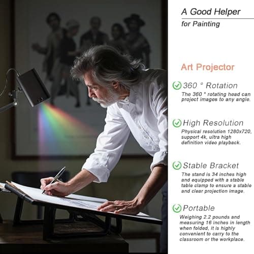 STDZQCWY Portable LED Art Projector for Tracing, HD Image Projection, with IOS/Android/WiFi/USB/HDMI Support, Desktop & Wall Canvas Projection, for Sketching, Painting & Cake Decorating — view 3
