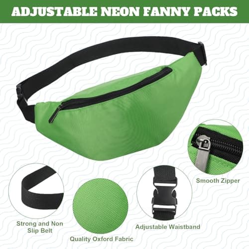 Saintrygo 20 Pcs Neon Fanny Pack Bulk, 90s 80s Fanny Pack Adjustable Waist Bags, Vintage Bag, Oxford Cloth for Workout Traveling Running Bachelor Party Favors Women Men, Dark Color — view 3