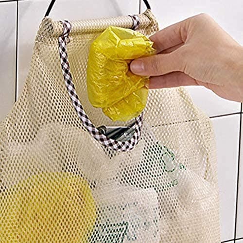 Yunobi Hanging Mesh Storage Bags Space Saver Organizer Fruit Storage for Kitchen Bathroom Mesh Wall Mount Hanging Bag 2pcs — view 6