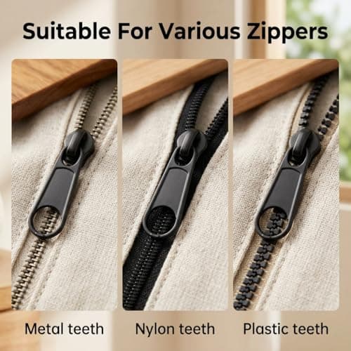 10 Pcs Zipper Pull Replacement, Universal Metal Zip Slider Repair Kit, Detachable Zipper Fixer for Luggage, Backpacks, Jackets, Coats, Jeans and Suitcases, No Tools Needed — view 4