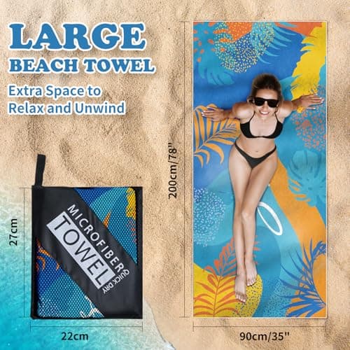 Startseite 200 x 90 cm Microfibre Towel - Large Size Quick Drying Microfibre Beach Towels for adults, Sand-Free, Absorbentextra large Beach Towels for adults - Includes Storage Bag (Pink Stripes) — view 2