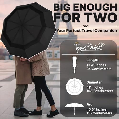 Royal Walk Folding Travel Compact Umbrella Windproof Strong for Men & Women — view 2