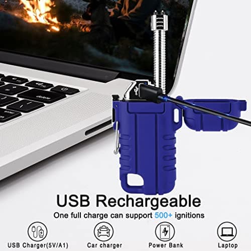 SUPRUS Windproof Waterproof LED Rechargeable USB C Candle Lighter Outdoors Blue — view 5