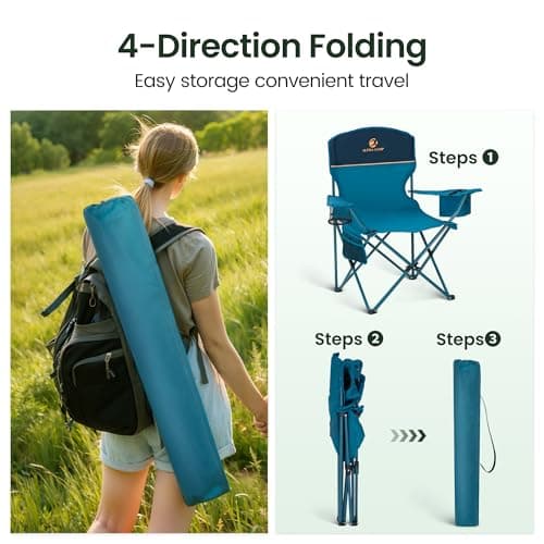 ALPHA CAMP Set of 2 Folding Camping Chairs, Camping Chair for Adults, Blue — view 6