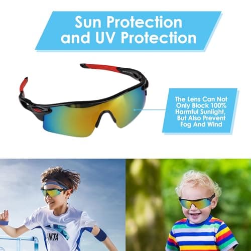 2 Pack Kids Sunglasses UV400 for Boys Girls Fashionable Sports Glasses — view 4