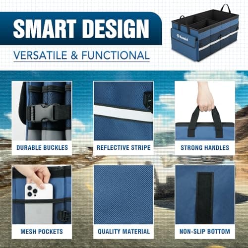 K KNODEL Car Boot Storage Organiser with Cover for SUV (Medium, Blue) — view 3