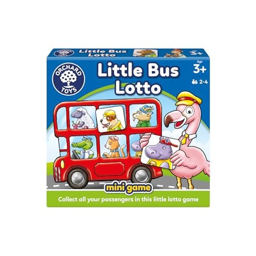 Orchard Toys Little Bus Lotto Mini Game, Small and Compact, Travel Game, Educational Game Toy, Fun Memory Game For Ages 3+ years