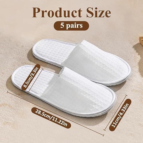 Esoes 5 Pairs of Hotel Slippers, Disposable Deluxe Closed Toe Spa Slippers, Hotel Slippers Women, White House Shoes Washable and Foldable Winter slippers for Spa, Party Guest and Travel — view 3